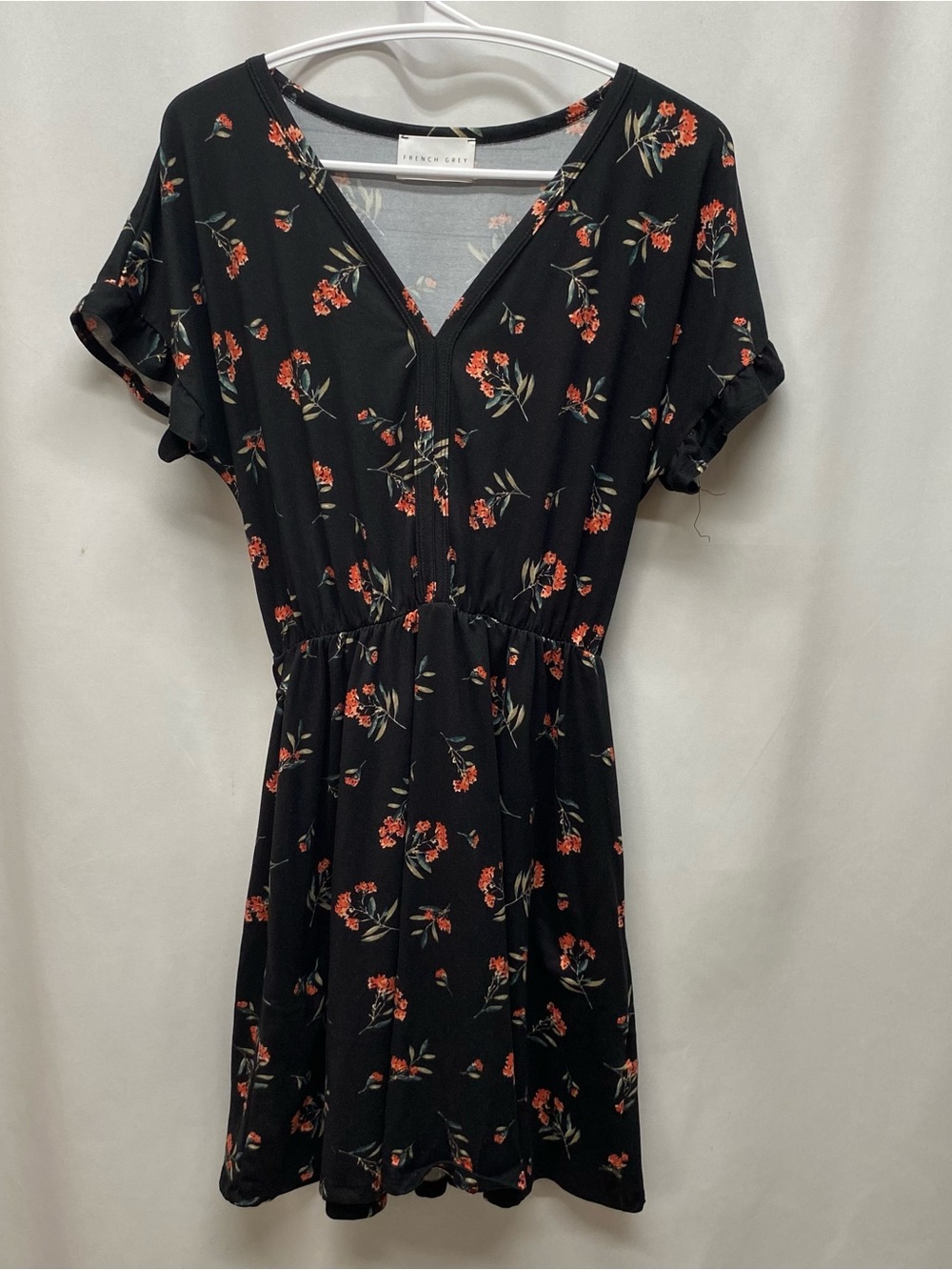 French Grey size small Delia Knit Flutter Sleeve Dress cottagecore floral